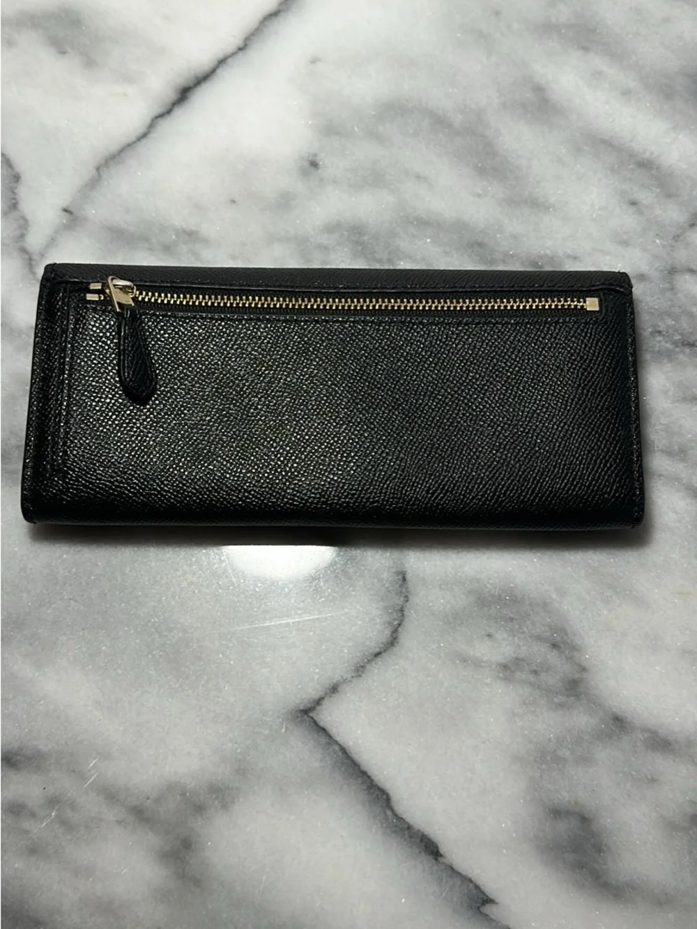 Coach Black Saffiano Leather Continental Wallet with Gold Logo